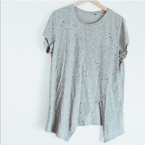 Grey a-symmetrical distressed tee